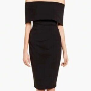 Vince Camuto Off The Shoulder Black Cocktail Dress Size 6